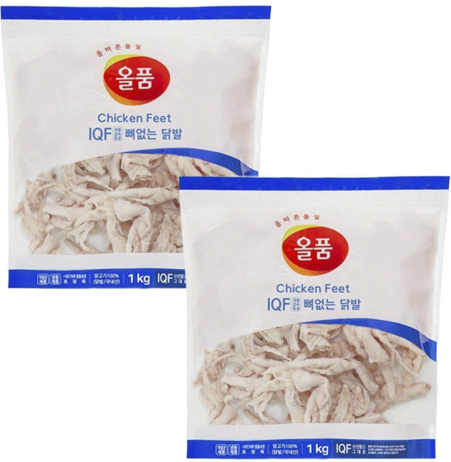 올품 IQF 뼈없는 무뼈 닭발 1kg 2개