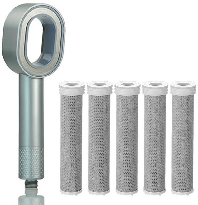 필터 샤워 헤드 고압 뷰티 비 수도꼭지 여과 정화 욕실 액세서리, 03 Silver Set B, 1개