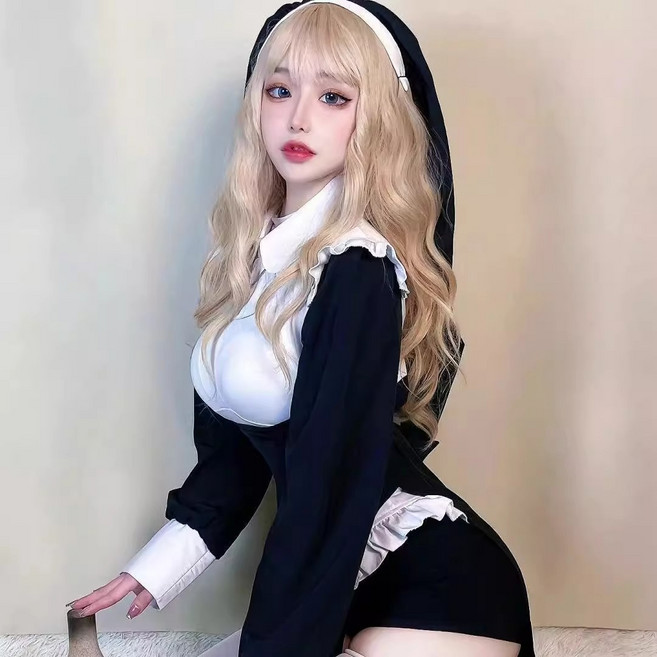 버니앤제인 수녀 코스프레 미스틱 시스터 고딕 드레스 할로윈 유니폼 BJ 방송 의상