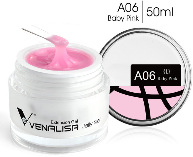 Venalisa 50ml 로즈 핑크 빌더 젤리 젤 익스텐션 네일 살롱 Professiona 사용 셀프 레벨링 투명 폴란드어, A06L, 1개