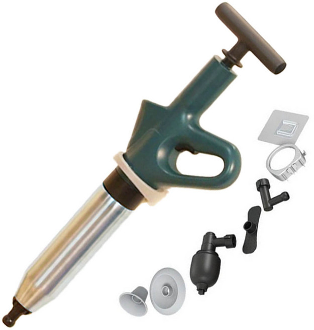 모던 뻥뚫어 뚫어뻥 홈쇼핑 뚜러뻥 변기 압축기, 실버/그린