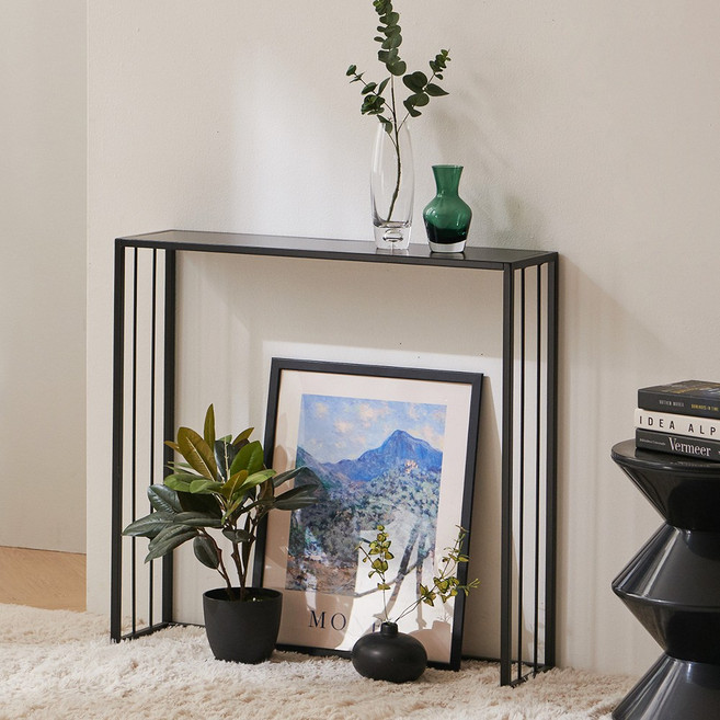 시노루 폭좁은 사각 현관 복도 콘솔테이블, JI107 블랙