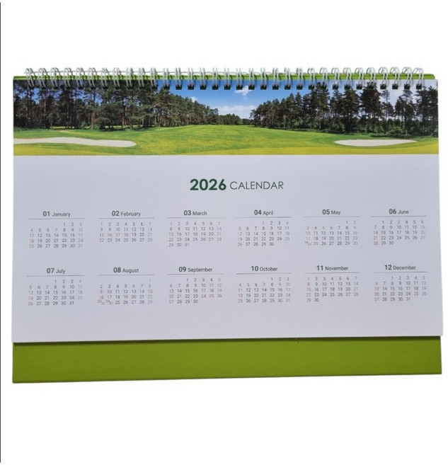 단가인하 프리미엄 무광코팅 2026년 대형 골프 탁상달력 올리브그린, 본상품선택