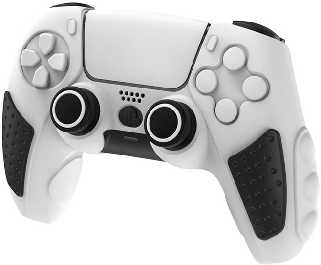 이이네 PS5 듀얼센스 컨트롤러 다색 실리콘 커버 충전대 적합 미끄럼 방지 보호 케이스, 화이트