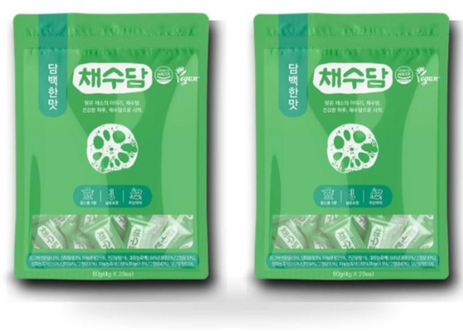 채수담 비건 코인육수 담백한맛 80g 20정 고체육수 야채육수, 2개