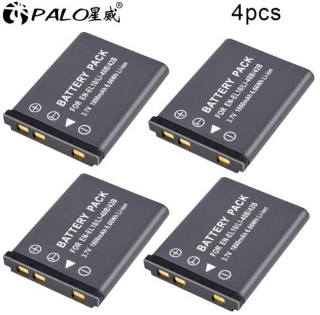 WEIHE 디지털 카메라 배터리 올림푸스 후지필름 코닥용 Li40B Li40B Li 40B Li42B ENEL10 EN EL10 ENEL10 37V 1800mAh, 4pcs battery, 4) 4pcs battery