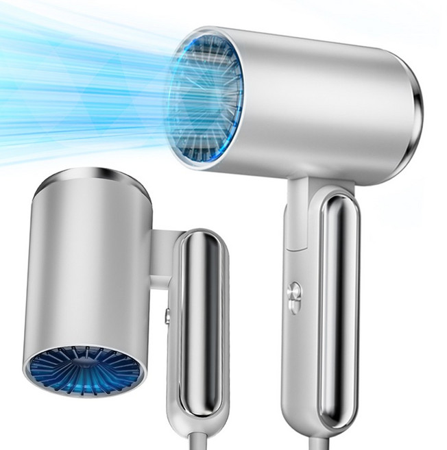 RichMagic 가정용 접이식 음이온 드라이기 냉온풍 고출력 휴대용 드라이어 1800W, 흰색