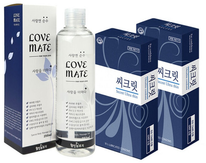 씨크릿 콘돔 20p + 러브메이트 250ml 초, 1개, 20개입