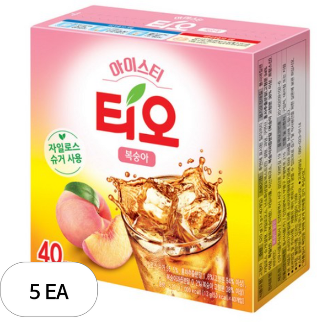 동서티오 아이스티분말 복숭아맛, 13g, 40개입, 5개