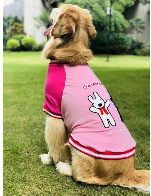 福媽寵物 狗狗親子裝 秋冬棉T 科基柴犬中大型犬適用, 1個, 粉色9號 胸圍86背長56