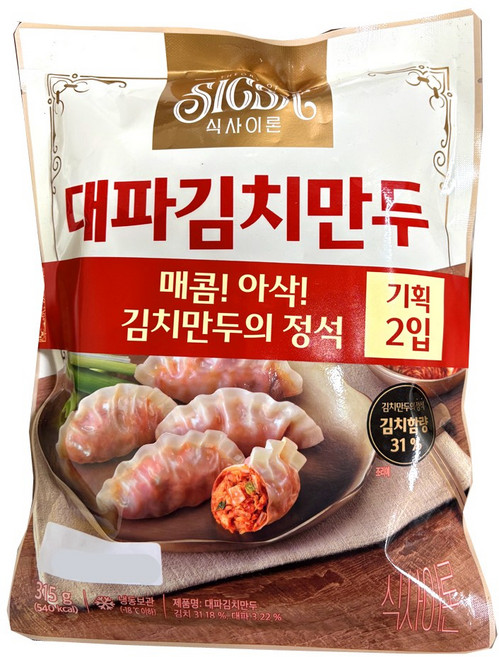 롯데 식사이론 대파김치만두 /냉동, 2개, 315g
