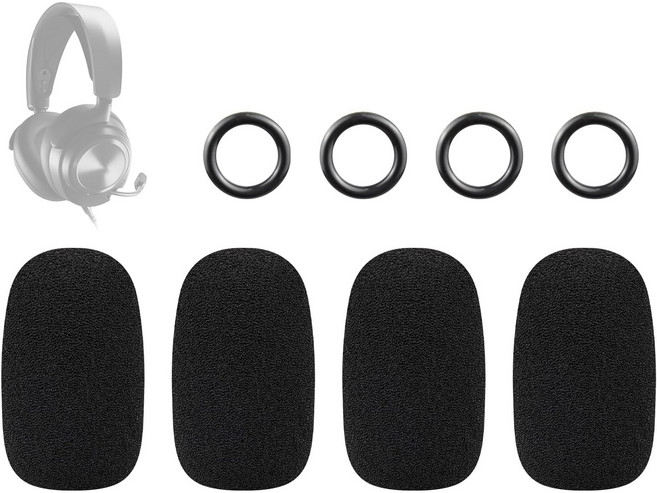 SOULWIT 보호 마이크 윈드스크린 폼 커버 팝 필터-호환 스틸시리즈 아크티스 1/3/5/7/7+/7P/7P+/7X/7X+/9/9X/Pro/Prime 노바 시리즈 헤드폰 4개, Black