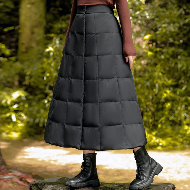 겨울 롱 패딩 스커트 여성 하이웨스트 패딩치마 방한치마 롱스커트 차박 골프 캠핑 기모 무릅담요HF