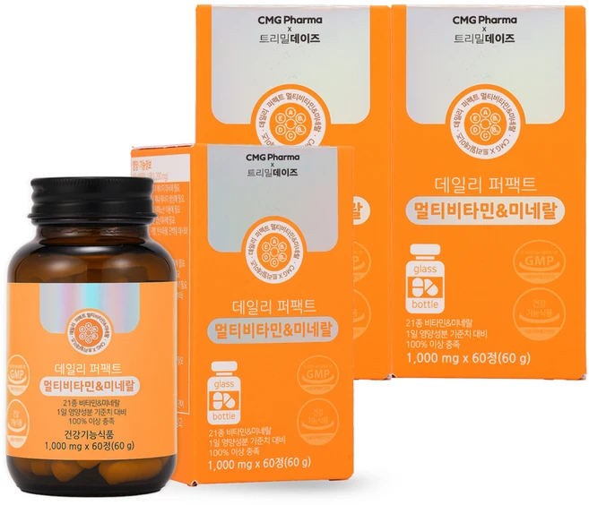 트리밀데이즈 데일리 퍼팩트 멀티비타민앤미네랄 60g, 60정, 3개 - 쿠팡