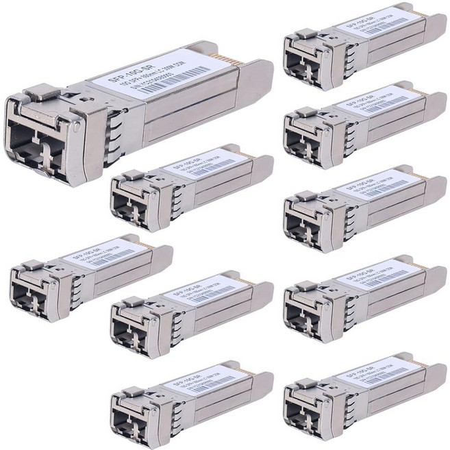 고속 10Gb SFP+ 파이버 모듈 시스코 넷기어 머라키 등과 호환 | 10G-Base-SR 멀티 모드 LC 트랜시버 850nm MMF 최대 550미터 전송 범위, 1) 10PCS 10G SFP to LC Multi-M, 1개
