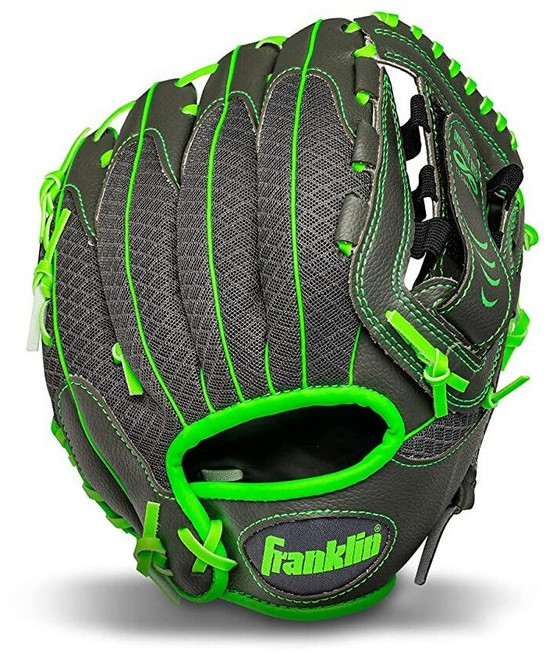 Franklin Sports 티볼 인피니트 웹/Shok-Sorb 콤보 시리즈 필딩 왼손 장갑 26.7cm(10.5인치) 그래파이트(Graphite)/라임 328007, Graphite/Lime