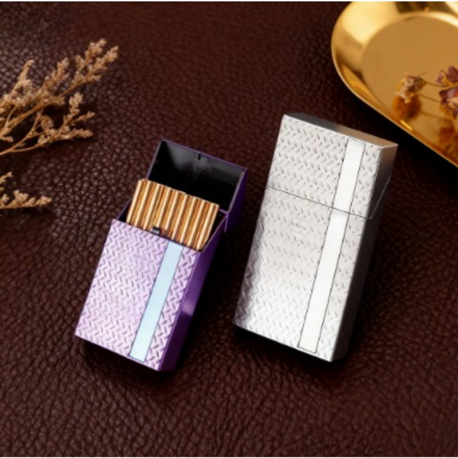 원터치 담배케이스 메탈릭 에쎄 슬림형, 실버