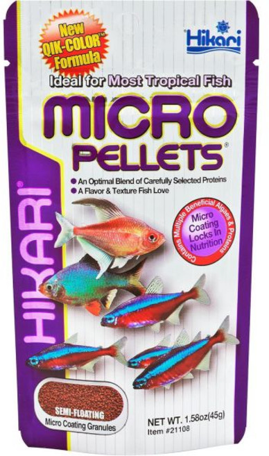 물고기 먹이 어항 해수어 급여 Hikari Usa Inc AHK2118 어류 열대 마이크로펠릿 1.58온스, 물고기 먹이 어항 해수어 급여 Hikari Usa In, 1개, 45g