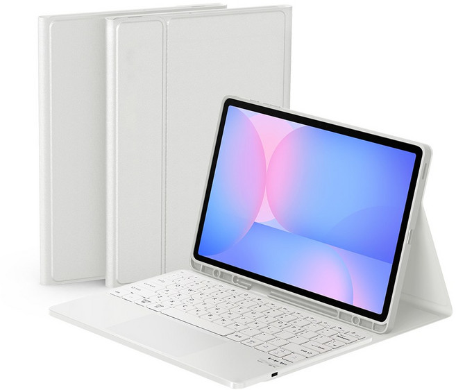 데이웍스 갤럭시탭 S10 FE+ 플러스 블루투스 터치패드 키보드 북커버 케이스 S펜 수납, 모티보 플러스_화이트, 1개