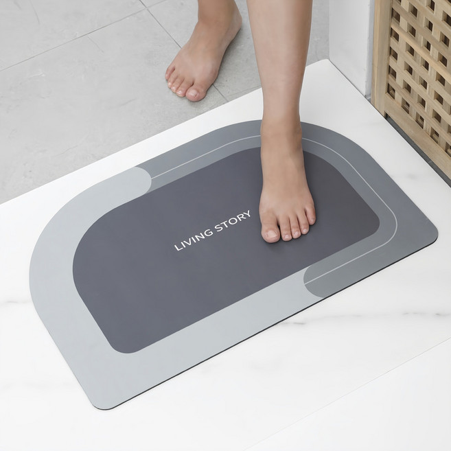 1+1 빨아쓰는 규조토 매트 주방 발매트 욕실매트, 그레이 2p세트