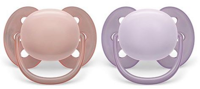 필립스아벤트 울트라 소프트 노리개 젖꼭지 2종 세트 SCF091, 0~6개월, 피치 + 라벤더, 1세트