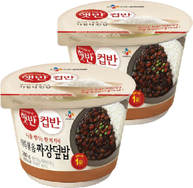 CJ제일제당 햇반 컵반 직화볶음 짜장덮밥, 280g, 2개