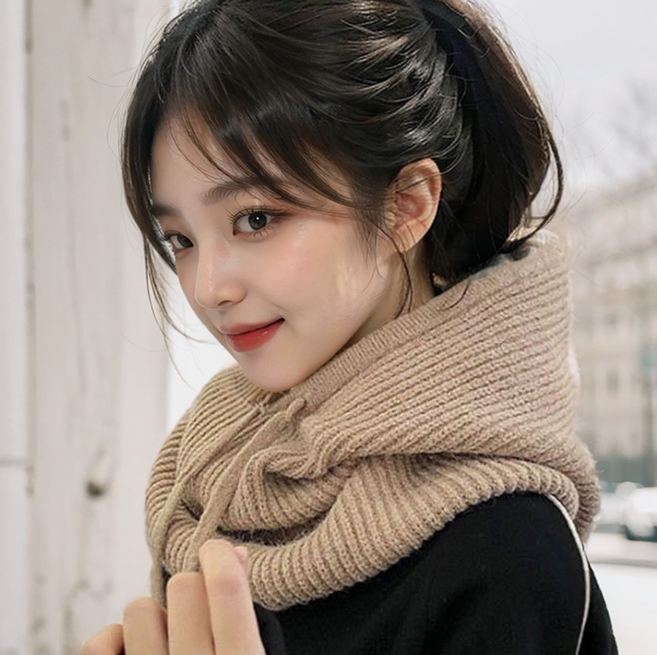 로라베일 남여공용 가을 겨울 보온 공갈 후드 넥워머