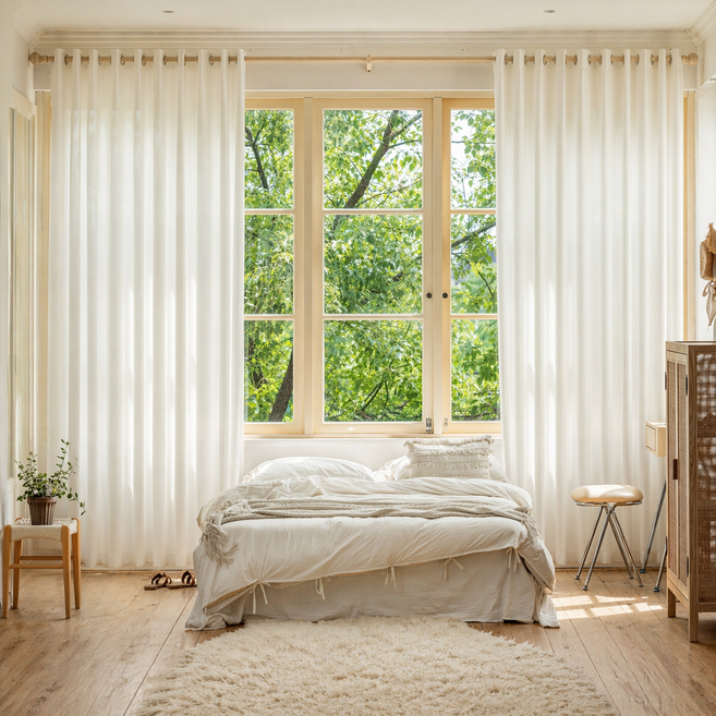 홈키안 비침없는 도톰차르르 거실 쉬폰커튼 아일렛형