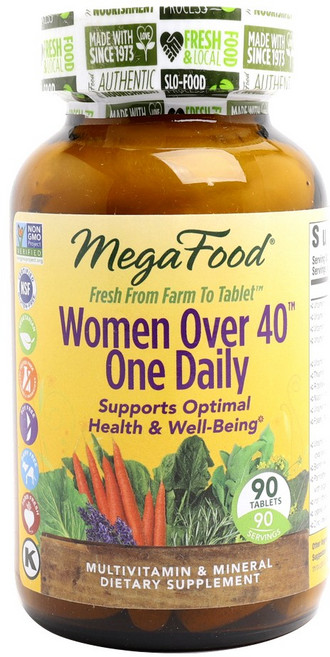 Mega Food 女性複合維他命礦物質無麩質素食錠(40歲以上適用), 90顆, 1罐