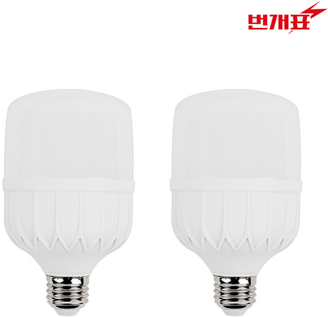 번개표 원하 LED 고와트 전구 30W 화이트, 주광색, 2개