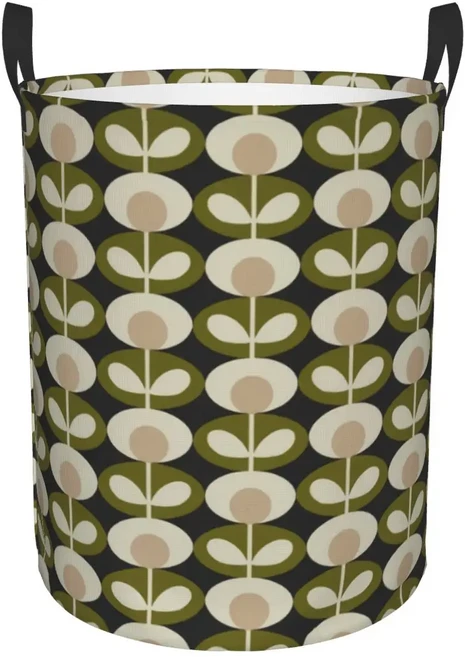 Orla Kiely 멀티 스템 꽃 세탁 바구니 접이식 스칸디나비아 스타일 장난감 옷 어린이 보관함, 02 50x40 cm, 11 18