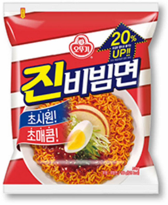오뚜기 진비빔면 매콤 비빔 봉지 라면 4개 탕비실 회사 간식 야근, 1팩