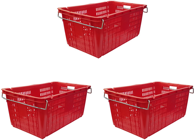세화파렛텍 플라스틱 운반 상자 특대 사각 과일 농산물 바구니 박스, 운반상자 1호 (특대), 3개, 빨강색