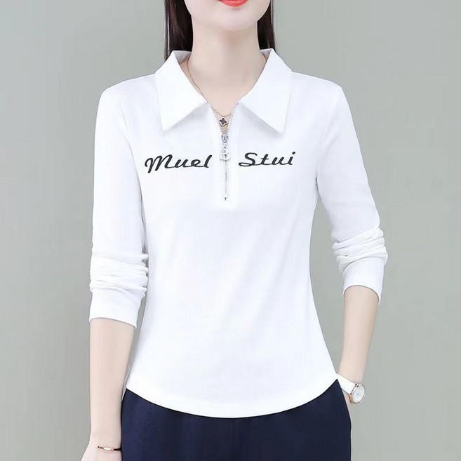 중년여성 폴로넥 긴팔 티셔츠 봄가을 간절기 스판 엄마룩 순면 터틀넥 이너웨어 골프웨어 데일리 하객룩 상의