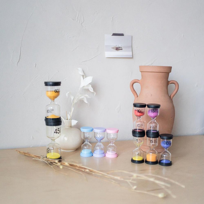 띵덕 칼라풀모래시계 양치 회의 사우나 공부, 모래시계 빨강색 10분