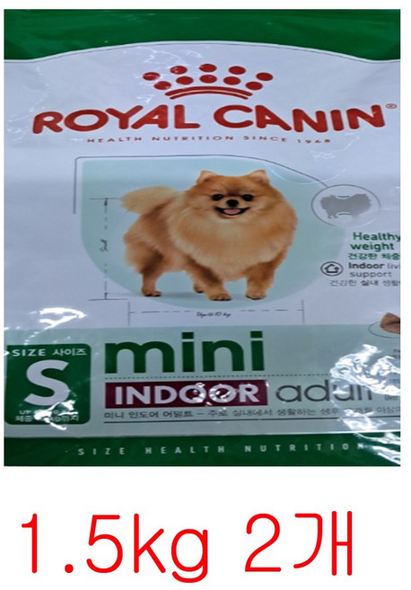 로얄캐닌 독 미니 인도어 어덜트 강아지 사료, 닭, 1.5kg, 2개