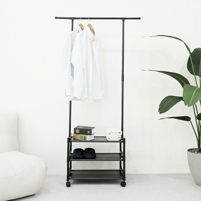 이동식행거 조립식 선반 수납 옷장, 화이트