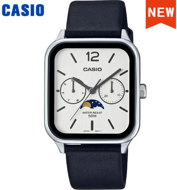 호환 남성용 카시오 시계 뉴 문 페이즈 작은 사각형 쿼츠 시계 MTP-M305 비즈니스 업무, [06] MTP-M305L-7A