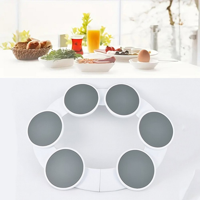 릴스베이 다이닝 테이블 회전 트레이 중식 홈파티 회전판, 1개, 화이트(6구)