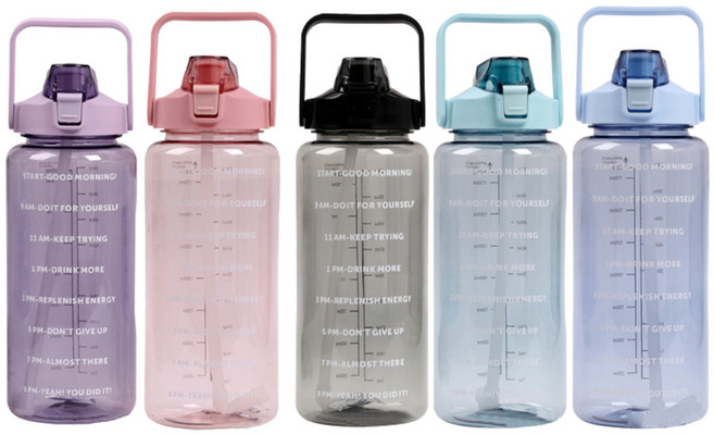運動水壺 防摔PC材質健身水壺, 水壺-粉色, 1個, 2000ml