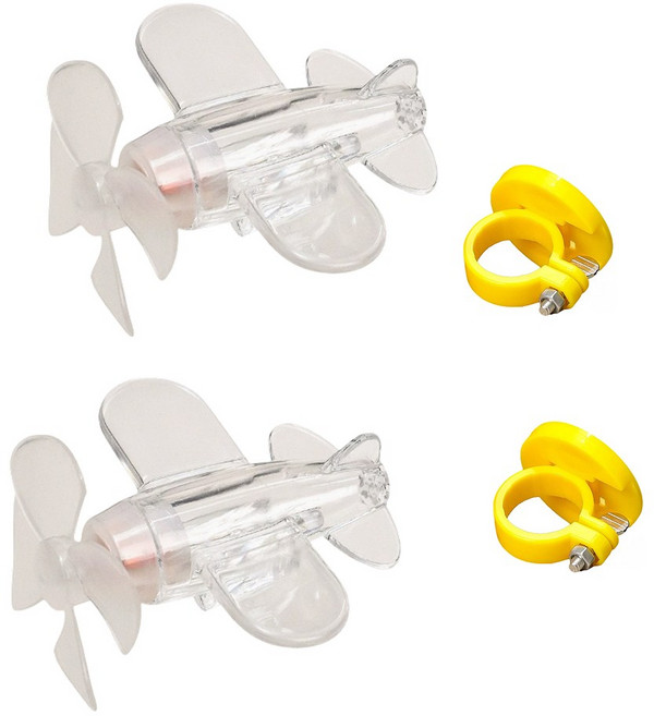 풍력발전 비행기 자전거 악세사리 스템 부착 LED No배터리 자가발전 무동력, 2개, 화이트