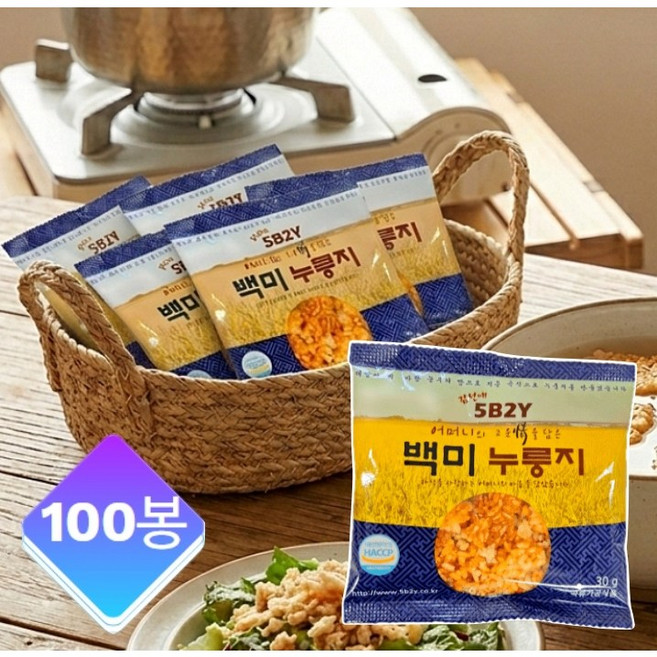 김선애 우리쌀 누룽지 백미 국내산 누룽지 대용량 간편식사, 30g, 100개