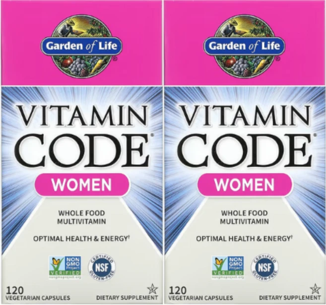 Garden of Life (가든 오브 라이프) Vitamin Code 여성용 천연 식품 종합비타민 베지 캡슐 120정, 2개 - 쿠팡