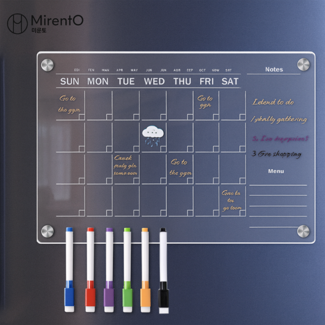 미룬토 투명 냉장고 자석보드 메모보드 세트, 1개