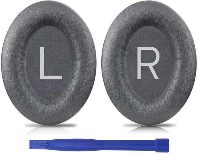 SOULWIT 교체용 이어패드-호환 모델 보스 콰이어트 컴포트 Bose QuietComfort 45(QC45)/QC SE/SC/뉴 콰이어트 컴포트 무선 헤드폰 1쌍, Protein Leather, Eclipse Grey, 1개