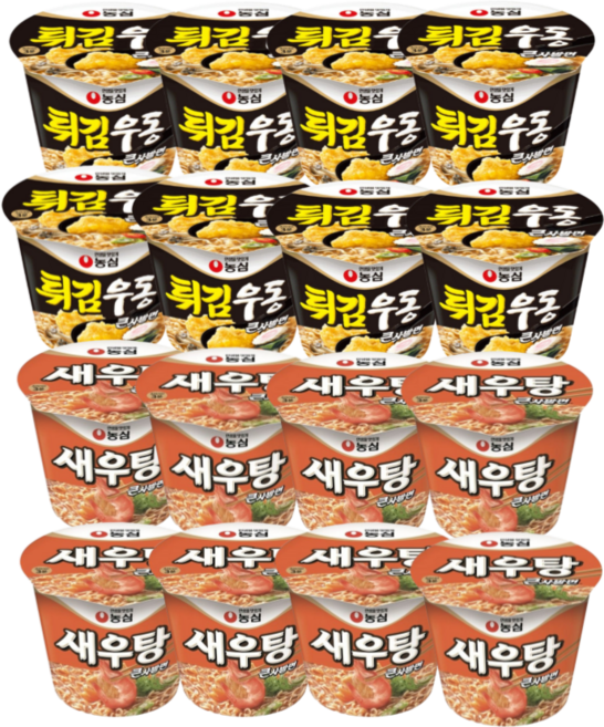 농심 튀김우동 큰사발8개입 + 새우탕 큰사발8개입 / 16개입, 1개