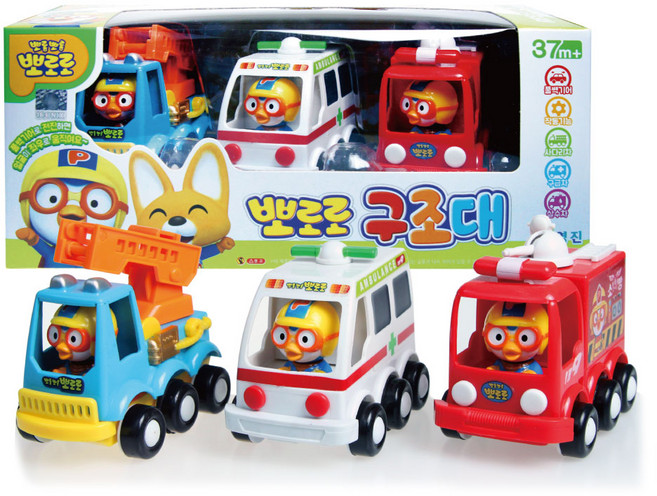 영진토이 미니카 뽀로로 구조대 구급차 사다리차 소방차 작동완구, 1개