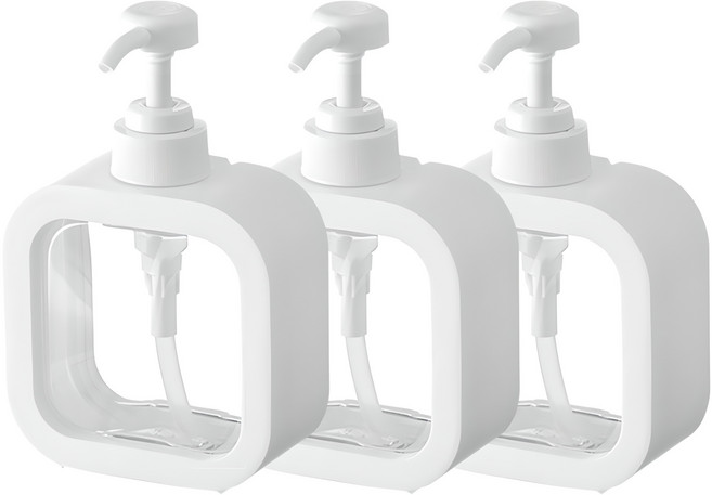 아리코 펌프 디스펜서 리필용기 300ml, 화이트, 3개