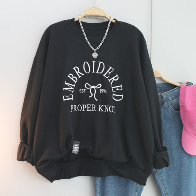 달콩 여성 빅사이즈 봄신상 EST자수레터링오버핏맨투맨