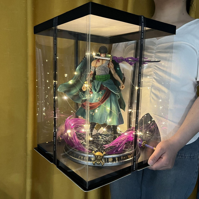 [다있지롱] 원피스피규어 상디 레진 37cm 삼대장, 전투 손상 조로 투명 조명 상자+토트백, 맞춤 메시지 카드, 1개